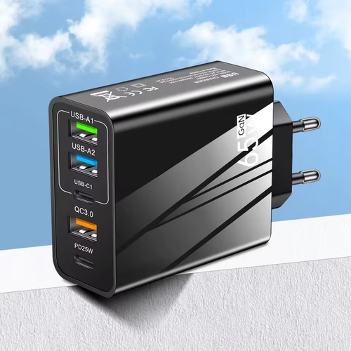 2x USB-C+3x USB-A Charger Mehrfach Stecker 5-fach Schnellladegerät 65W Netzteil - Bild 8 von 22
