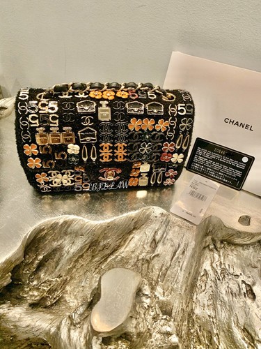 CHANEL Minaudière Gold CHARMS Mini Flap Bag Leather Tweed *LTD ED* A69900Y09339 - Picture 12 of 14