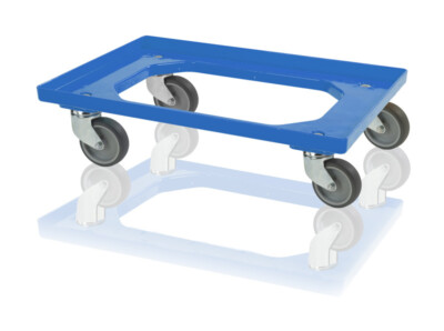 Eurobox Roller blau 600 x 400 mit Gummirädern  Transportwagen Kistenwagen 