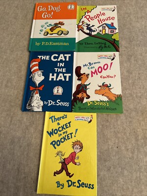 Dr. Seuss Lot of5: Go Dog Go The Cat In The Hat In A People House Etc. hardcover