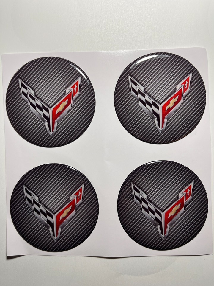 4x Corvette Decals Center Wheel Cap SelfAdhesive Emblems Rims Logo