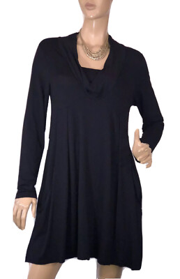 🌻FEATHERS SIZE SMALL BLACK JERSEY TUNIC STYLE TOP/ DRESS UK