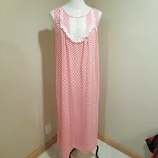 Vintage Exclusive Of Decoration Long Plaid Poly/Nylon Lace Long Night Gown szM