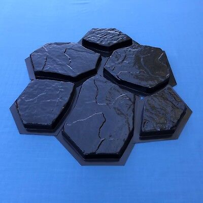 Set 6 pcs ABS Plastic Molds for Concrete Garden Stepping Stone natural