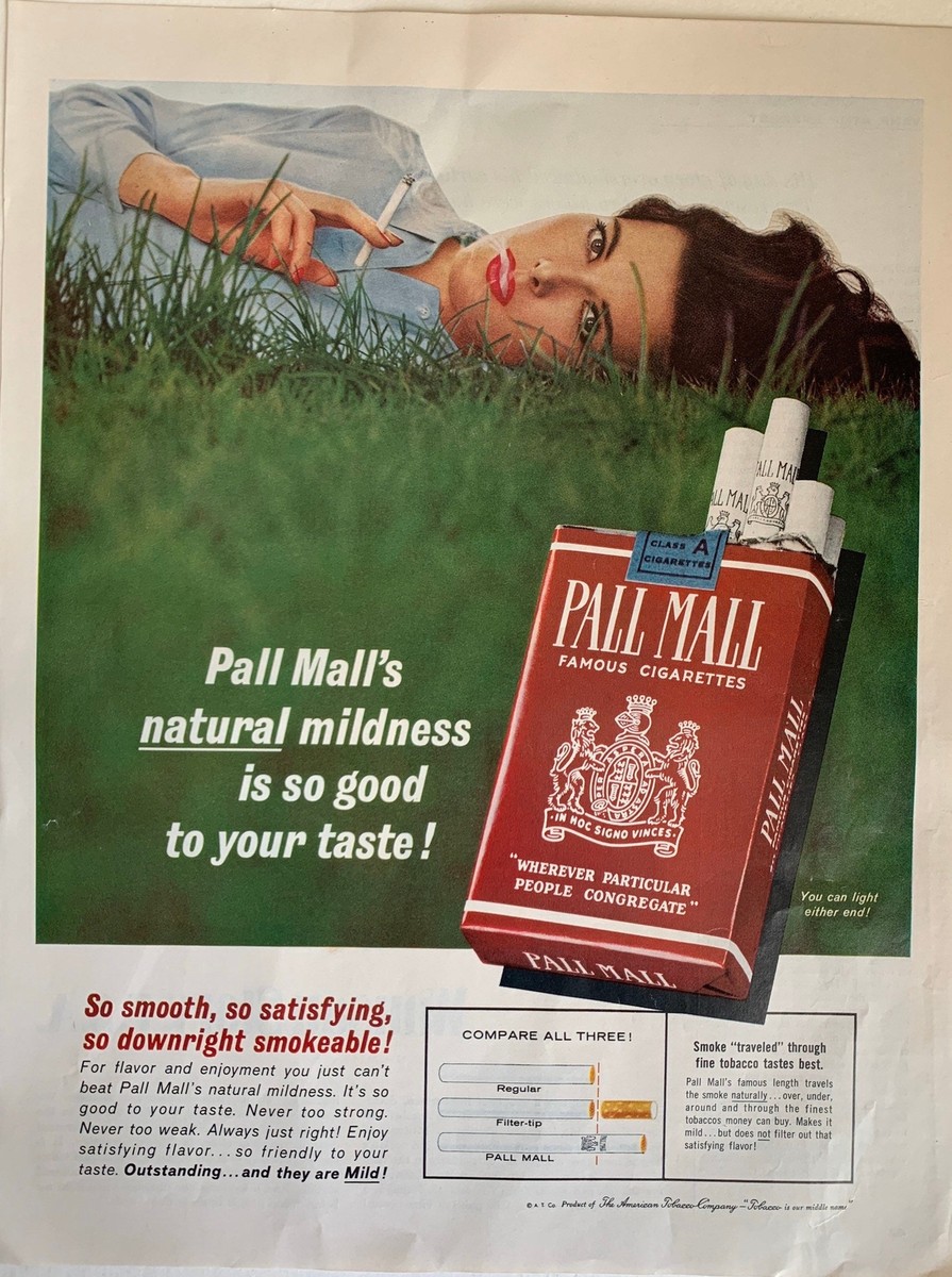 Vintage 1960s Pall Mall Cigarettes Ad