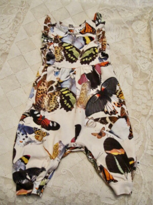 MOLO JUMPER ROMPER BUTTERFLY SUMMER size 3-6 month ONE PIECE RUFFLE SLEEVELESS