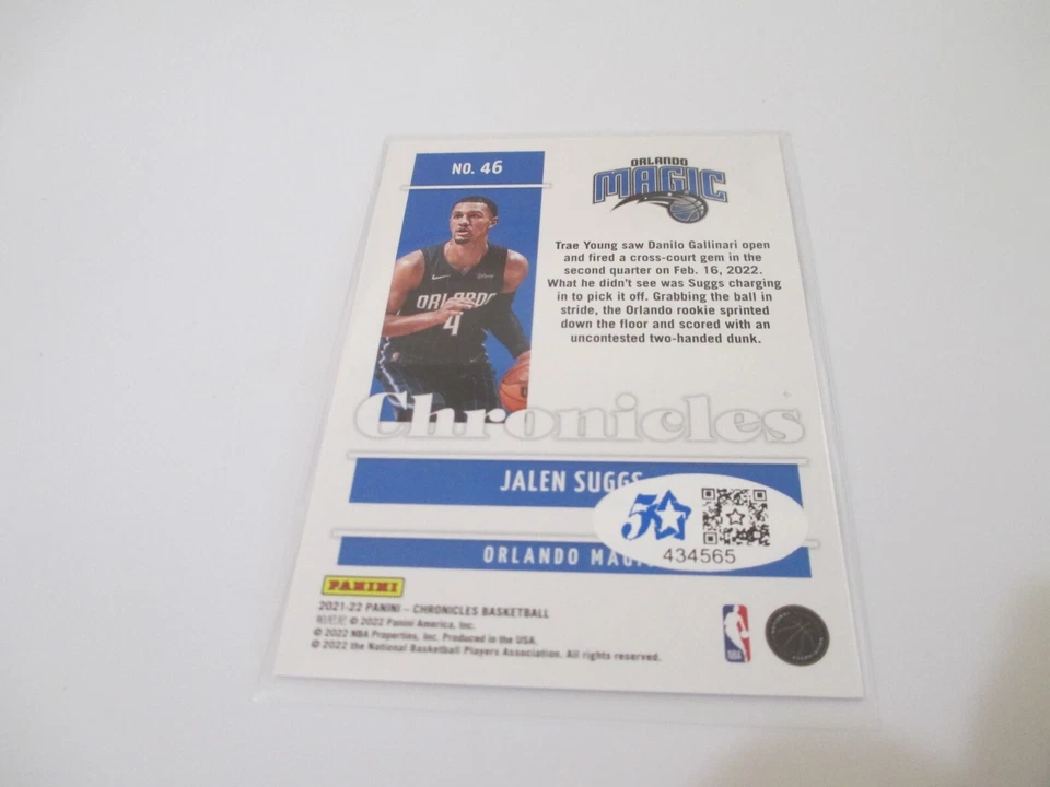 2022 Panini Jalen Suggs Orlando Magic Autographed Basketball Rookie Card - Image 2 of 2
