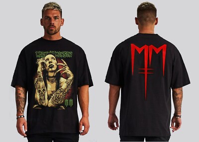 MARLIN MANSON FRONT AND BACK PRINT HARD ROCK GHOTIC ALTERNATIVE BLACK T SHIRTS