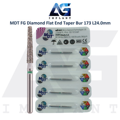 MDT Dental FG Diamond Coated Flat End Taper Burs 173 L24.0mm Surface Shaping