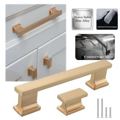Solid Metal Brushed Champagne Gold Cabinet Pulls Knob Handle Kitchen ...
