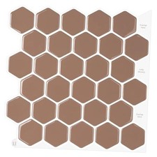 Hexagon Tiles Peel and Stick Tile Kitchen Backsplash - 10 Tiles, Dark Coffee