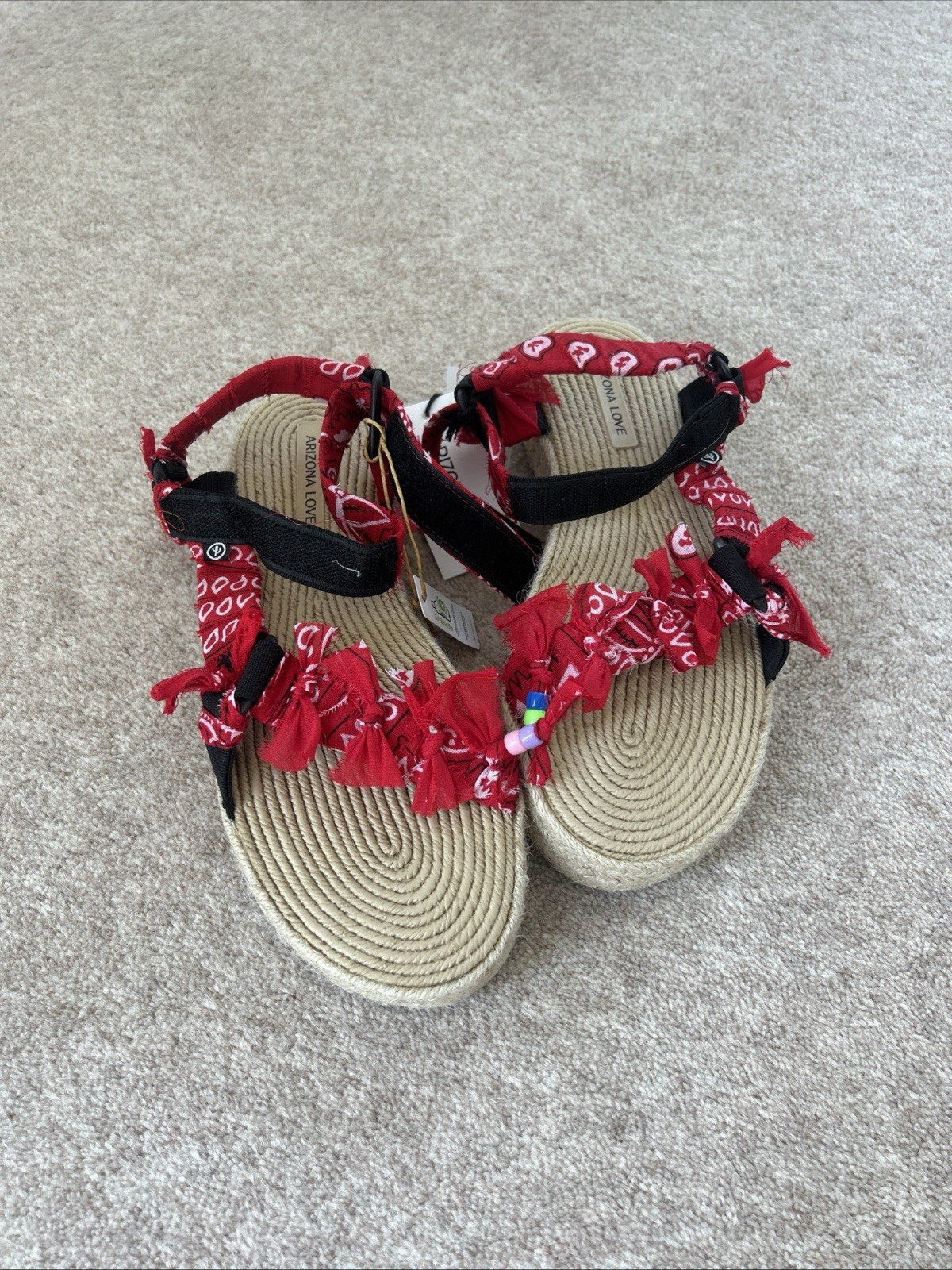 APL ?NUOVI con etichette ARIZONA LOVE sandali bandana rossi Trekky taglia 41 UK 8 $ 185 vendita al dettaglio