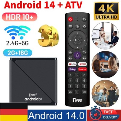 Android 14 Smart TV BOX 2+16GB 8K Dual WIFI Netzwerk Media Player Quad Core DHL