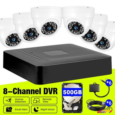 With 6pc Wired 5MP Camera Security System 8CH H.265+ DVR Recorder with 500G HDD 