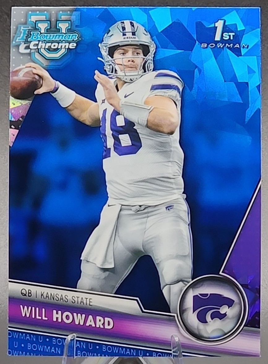 Will Howard 2023 Bowman U Chrome Sapphire 1st Cracked Ice K State Ohio State