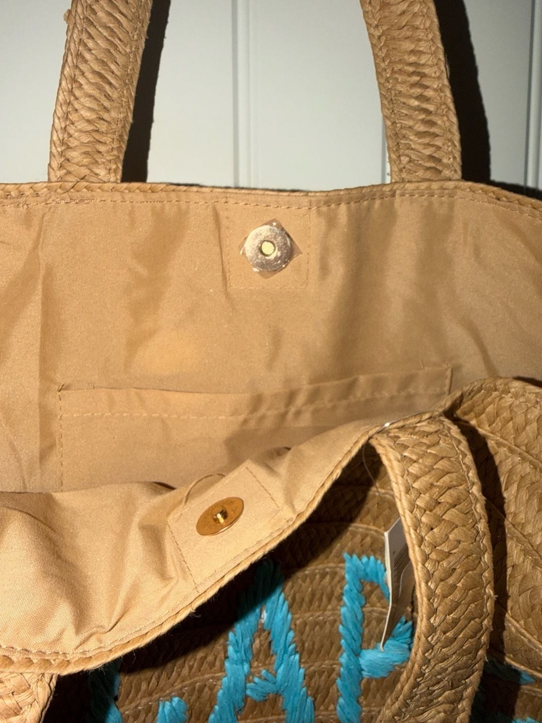 Kasa Style ESCAPE Embroidered Straw Beach Tote Bag, photo 3
