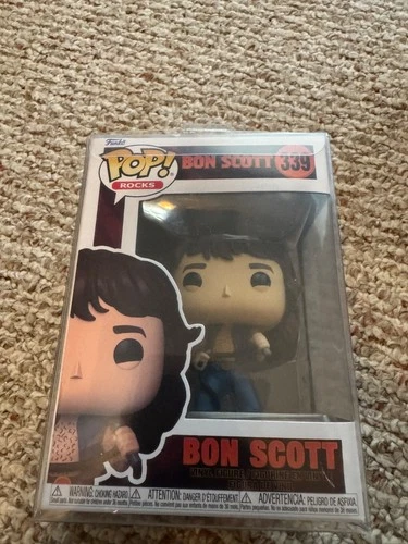 Funko Pop Rocks BON SCOTT AC/DC Vinyl Figure 339 with plastic protector case