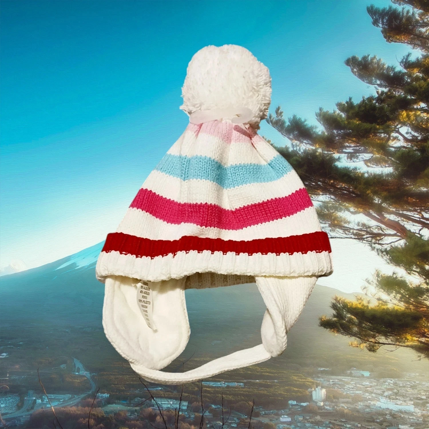 The Children's Place Baby Hat 6-12 Months Striped Knit Pom-Pom Ear Flaps
Opens in a new window or ta