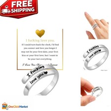 sunglnl I Fcking Love You Ring For Women, Open Adjustable Adjustable, Silver
