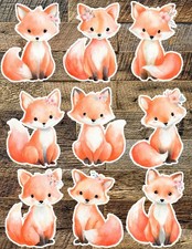 Fox With Flowers Vinyl Die Cut Stickers Set Scrapbooking Laptop Water Bottle