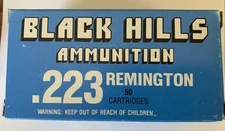 Vintage Black Hills .223 Remington 60 Gr. Soft Point Ammunition  Empty Ammo Box