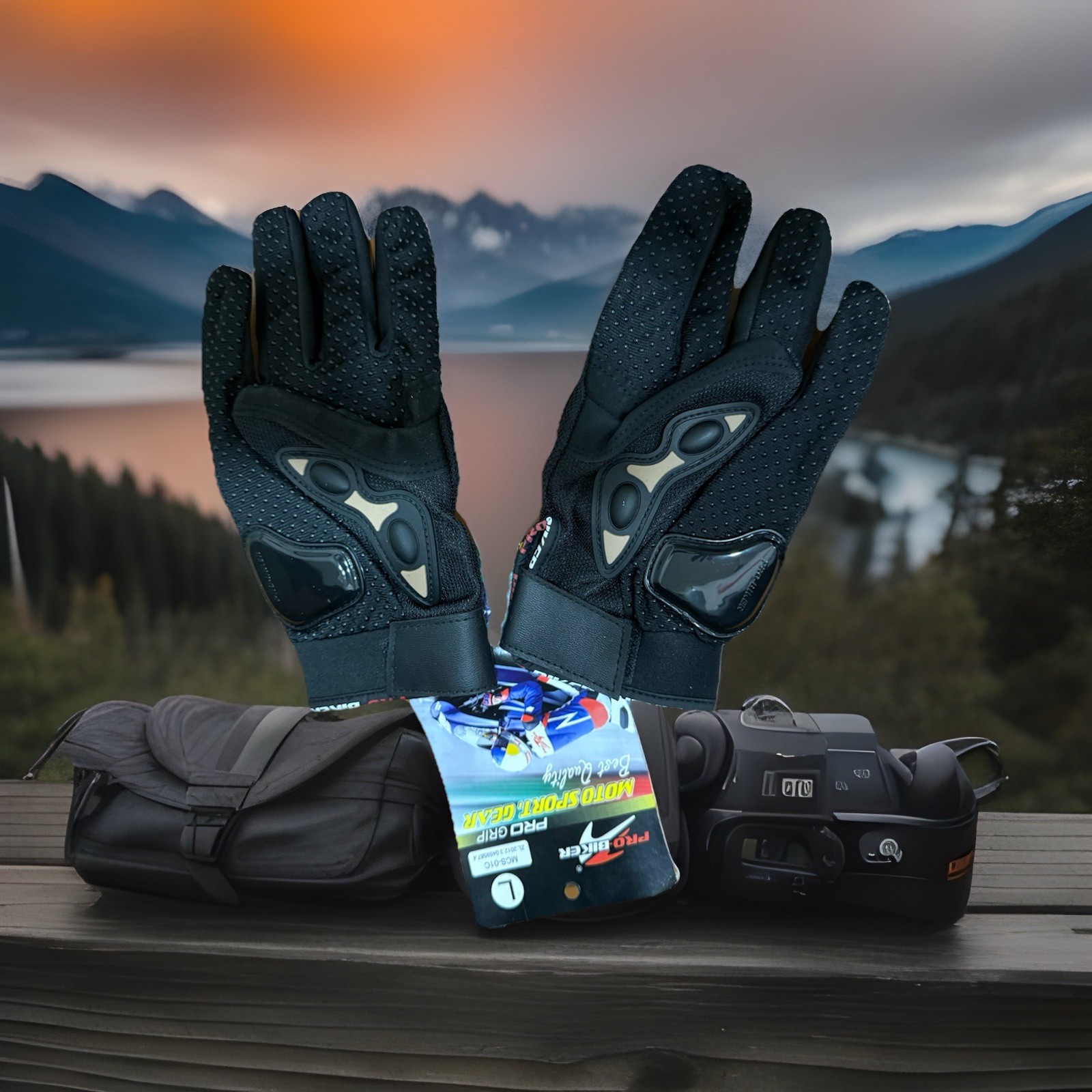 Pro Biker MCS-01C NEW Motorcycle Gloves Full Finger Summer Cycling Racing Size L