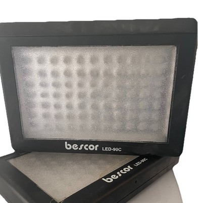 Lot of 2 Bescor LED-95D Studio Lights / 95W LED Light / Dimmable / Power Supply
