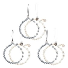 6 Pcs Beaded Phone Bracelet Decorative Strap Keychain Charm Fashion