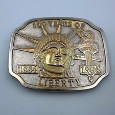 1984 Statue of Liberty Centennial Belt Buckle Gold Silver 100 Years of Liberty