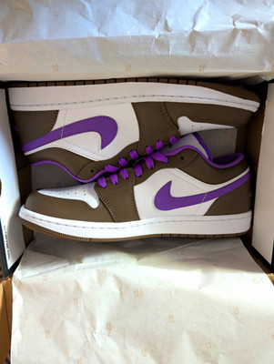 Jordan Air Jordan 1 Low Men s Lace-Up Low Top Sneaker Brown White Purple