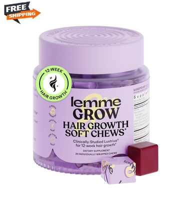 Lemme Grow Hair Growth Booster Soft Chews w/Vitamins for Women and Men with Clin
