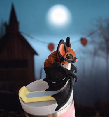 3d Printed Cute Tiny Bat Straw Cap Topper 8mm 10mm Halloween Tumbler