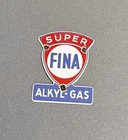 VINTAGE FINA SUPER GASOLINE PORCELAIN SIGN CAR GAS TRUCK OIL MOTORCYCLE