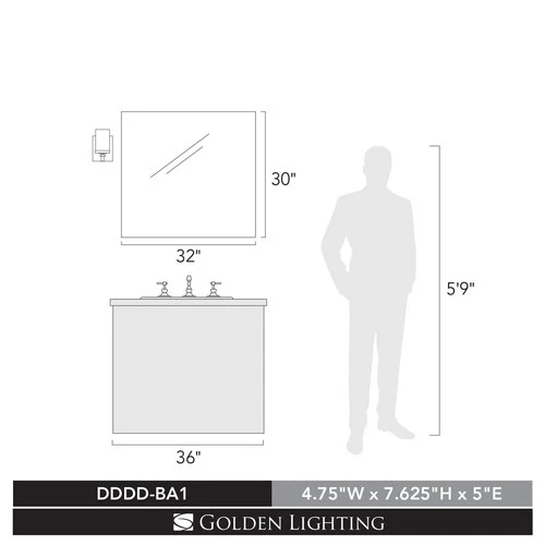 Golden Lighting DDDD-BA1 Maddox 8" Tall Bathroom Sconce - Brushed Champagne - Picture 11 of 11