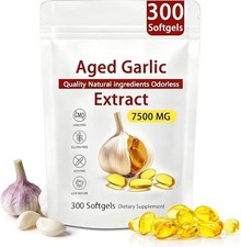 Odorless Garlic 7500mg Per Servings, 300 Softgels  2 Years Aged Garlic Extra...