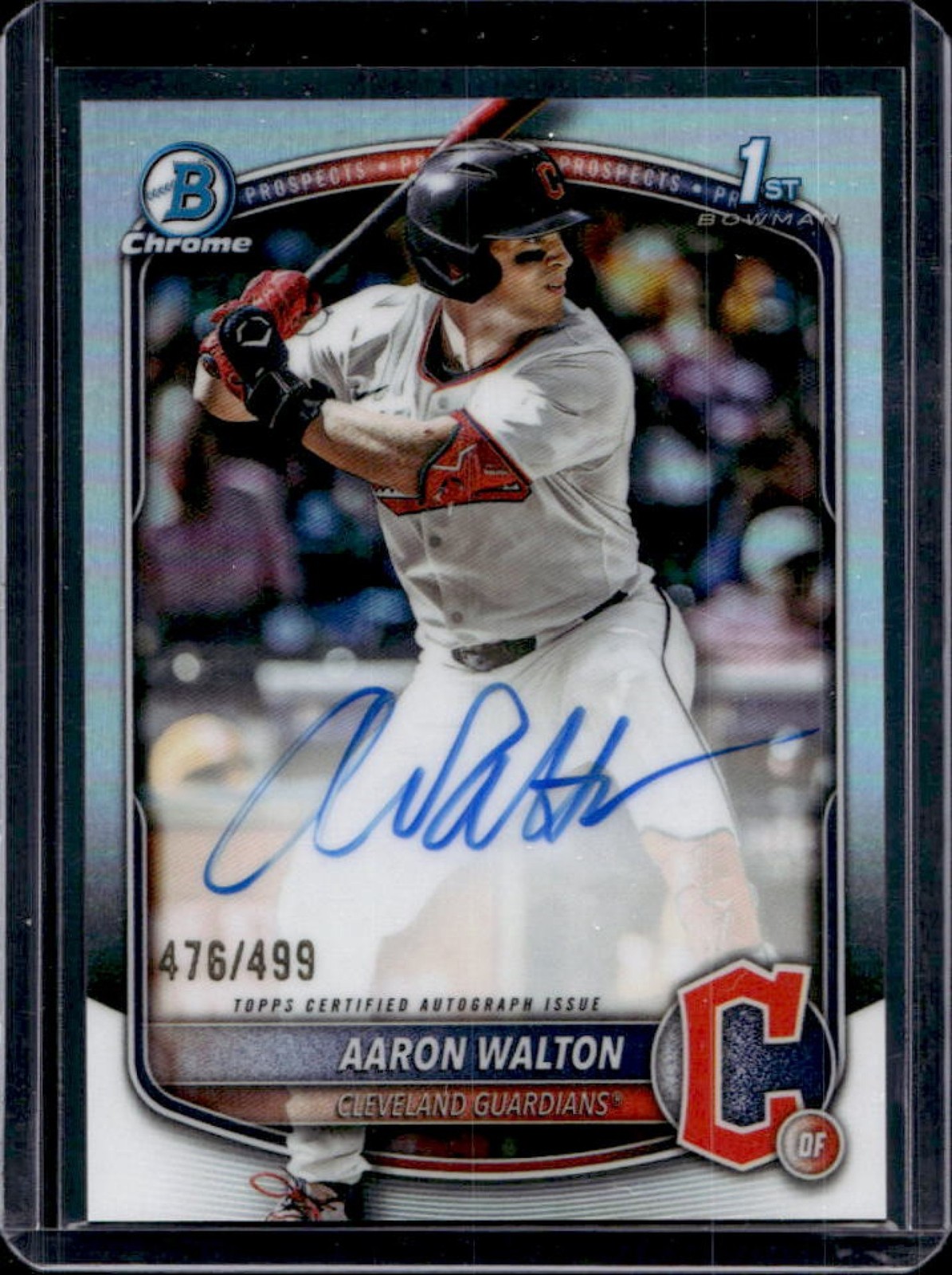 2025 Bowman Draft Aaron Walton Chrome Auto Refractor 1st #/499 Guardians