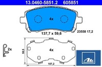ATE 13.0460-5851.2 Bremsbelagsatz FüR Scheibenbremse Bremsbelagsatz FüR Subaru