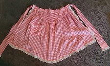 Vintage 1950's Pink  White Handmade Gingham Apron With Pocket Cottagecore