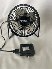 Comfort Zone 4" USB High-Velocity Desk/Dorm Fan Black. Works Great 