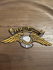 Vtg Harley Davidson Black Gold Winged Eagle Motorcycle Embroidered Iron On