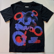 Boys Sonic The Hedgehog Red Blue Rings Graphic T shirt, Size S Small 10, Black
