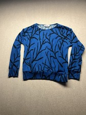 1970s, 80s Women s Blue Pattern L Sleeve Knit Light Sweater