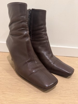 Celine Vintage Zippered Bootie Chocolate Brown Size 36