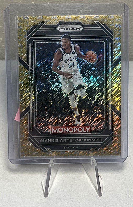 2022-23 Prizm Monopoly Giannis Antetokounmpo Gold Money Shimmer Prizm #49 /500