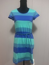 Tommy Hilfiger Women's Striped Blue/Teal T-Shirt Dress Size: XS