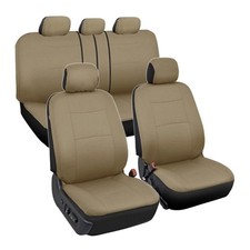 Beige Tan Polyester Knit Seat Covers Car SUV Split Bench Fbtiascfcsvsob