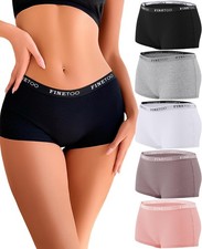 Women Cotton Boxer Briefs Full Coverage Ladies BoyShorts Panties 5 Pack