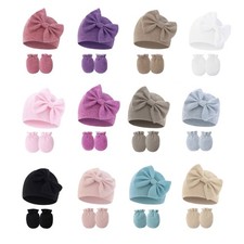 1 Set Newborn Beanies with Anti Scratch Mittens Soft Breathable Warm Bonnet Hat