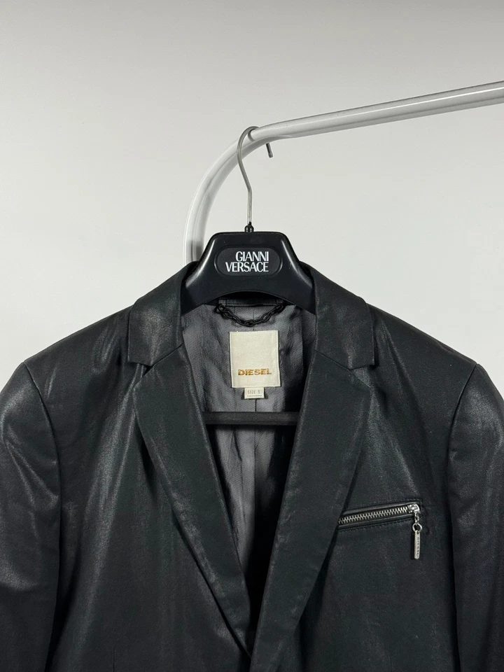 Diesel Men’s Blazer Avant Garde Y2K Black glossy size S - Image 3 of 4