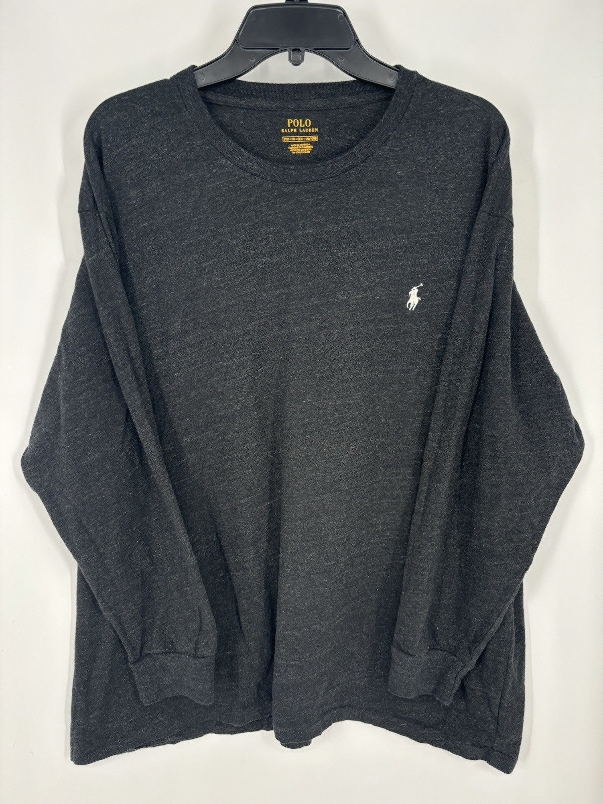 Polo Ralph Lauren Basic grigia pony manica lunga t shirt girocollo taglia 2XB 2XL grande